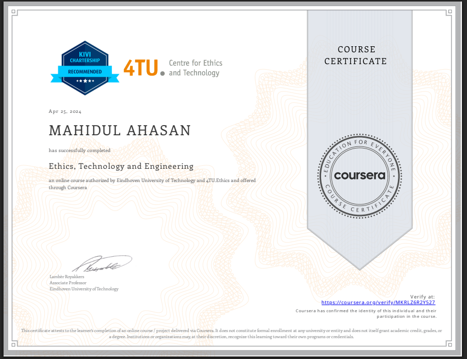 Ethics, Technology and Engineering